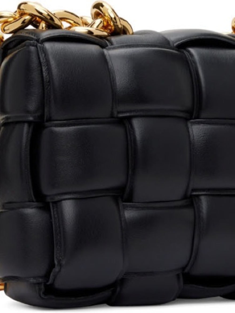 Bottega Veneta Black Padded Cassette Shoulder Bag with Gold Chain Strap - Picture 4 of 9